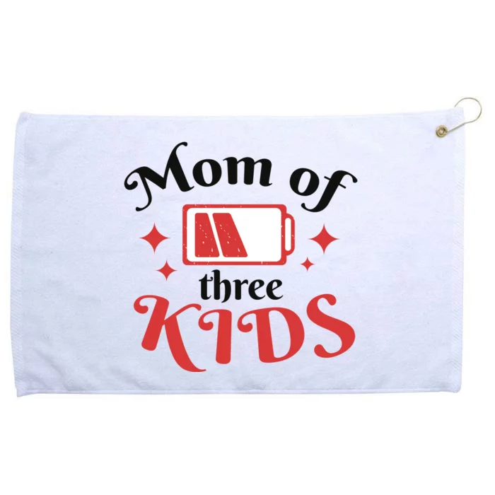 Mom Of Three Kids Battery Low Grommeted Golf Towel