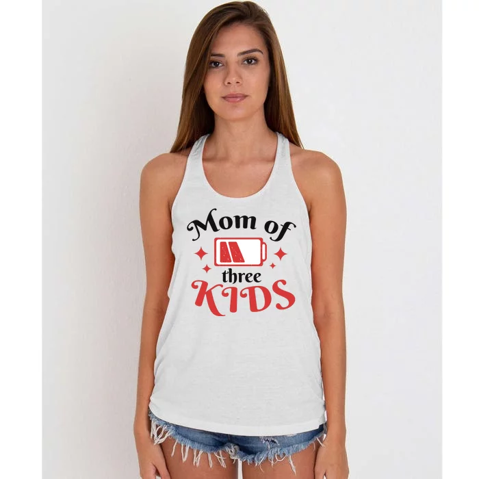 Mom Of Three Kids Battery Low Women's Knotted Racerback Tank