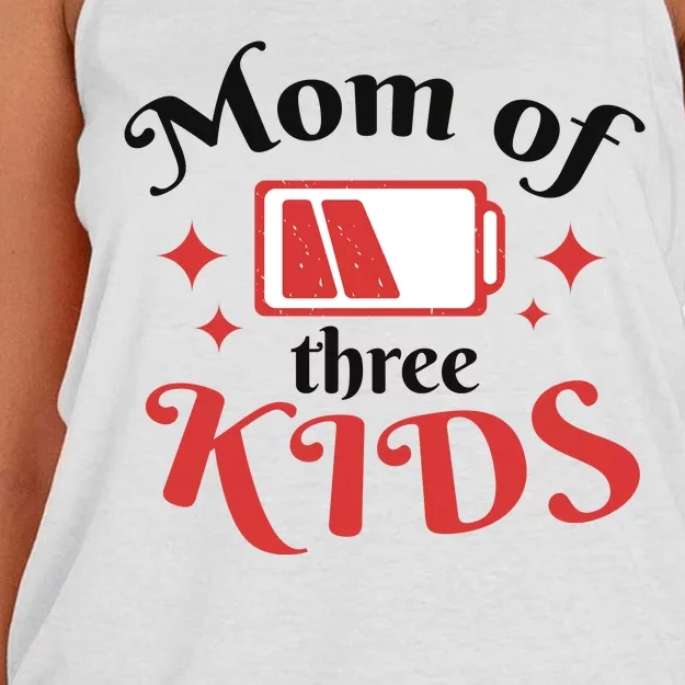 Mom Of Three Kids Battery Low Women's Knotted Racerback Tank