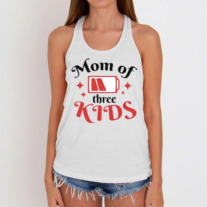 Mom Of Three Kids Battery Low Women's Knotted Racerback Tank