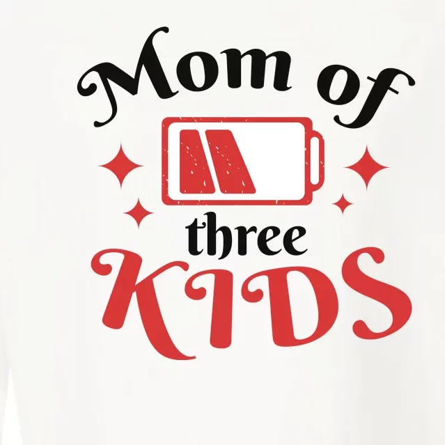 Mom Of Three Kids Battery Low Cropped Pullover Crew