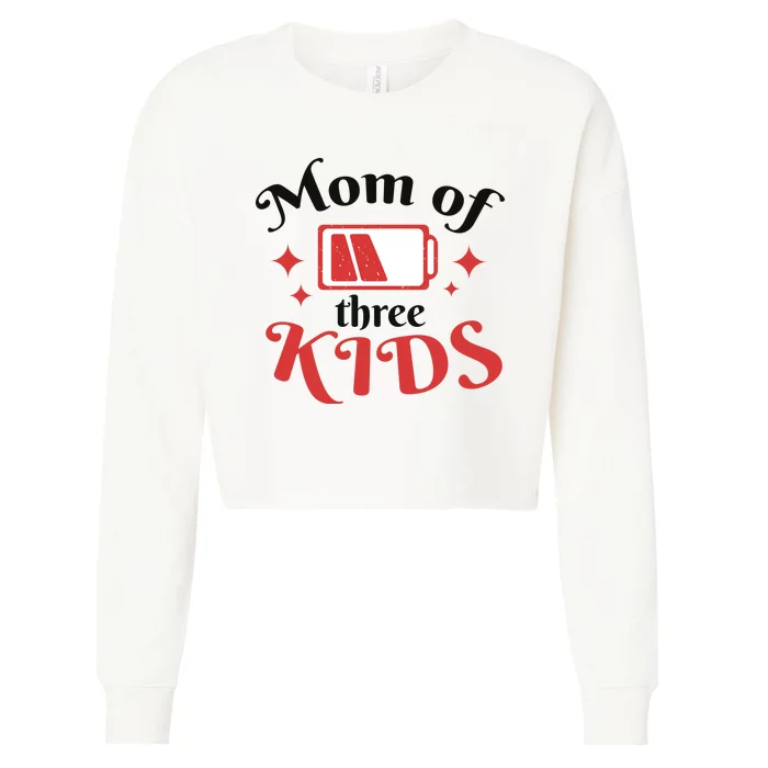 Mom Of Three Kids Battery Low Cropped Pullover Crew