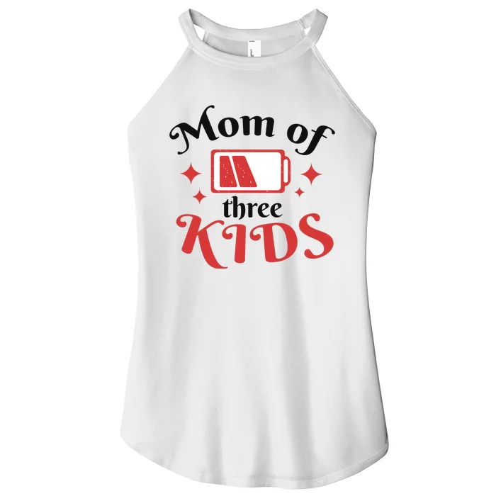 Mom Of Three Kids Battery Low Women’s Perfect Tri Rocker Tank