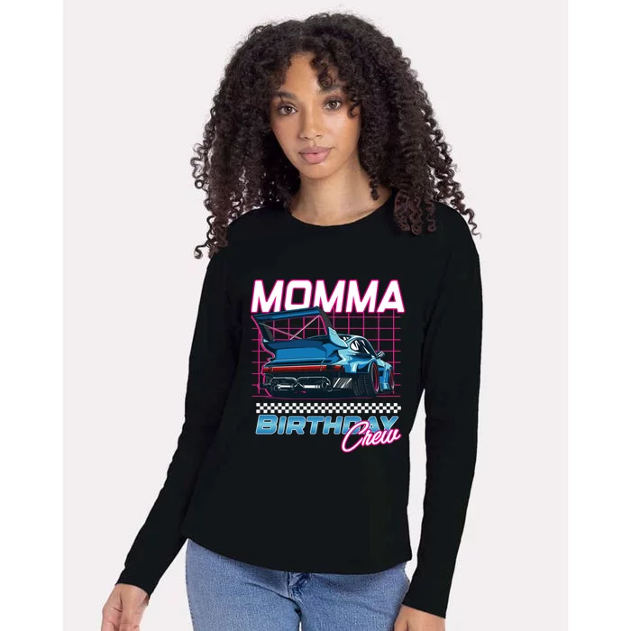 Momma Of The Birthday Boy Racing Vibe Matching Family Womens Cotton Relaxed Long Sleeve T-Shirt