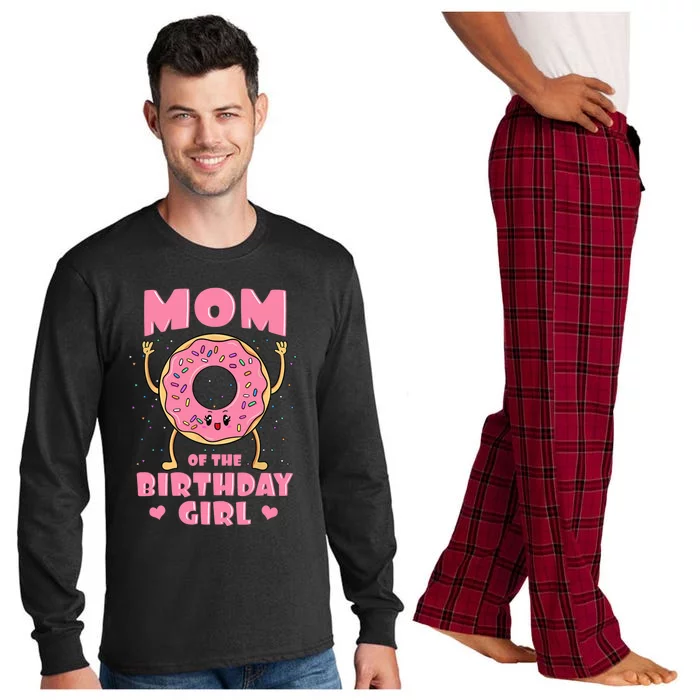 Mom Of The Birthday Girl Pink Donut Bday Party Mother Mommy Long Sleeve Pajama Set