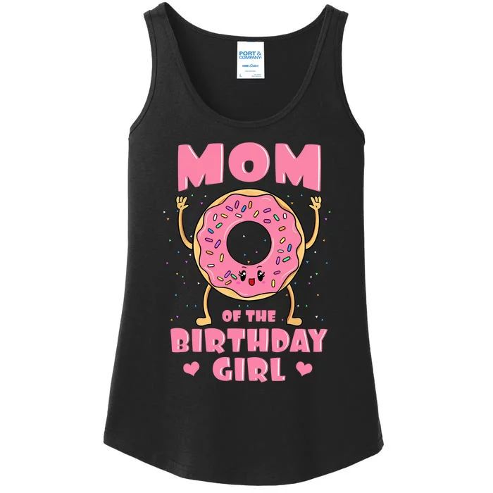 Mom Of The Birthday Girl Pink Donut Bday Party Mother Mommy Ladies Essential Tank