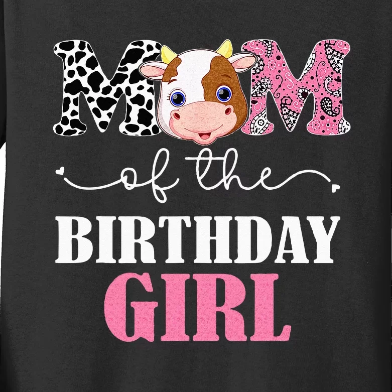 Mom Of The Birthday Girl Farm Cow Mommy Mama 1st Kids Long Sleeve Shirt