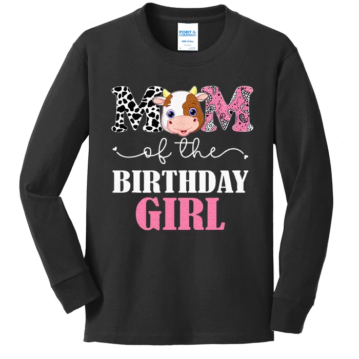 Mom Of The Birthday Girl Farm Cow Mommy Mama 1st Kids Long Sleeve Shirt