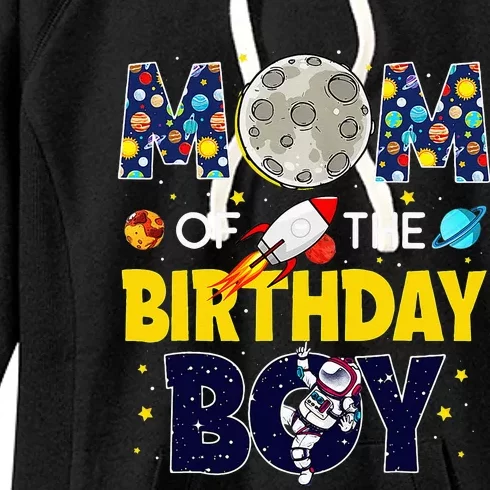 Mom Of The Birthday Boy 2nd Outer Space Outfit Women's Fleece Hoodie