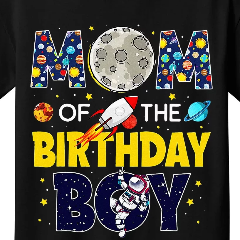 Mom Of The Birthday Boy 2nd Outer Space Outfit Kids T-Shirt