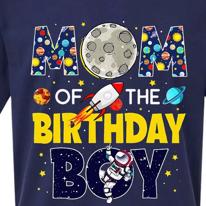 Mom Of The Birthday Boy 2nd Outer Space Outfit Sueded Cloud Jersey T-Shirt