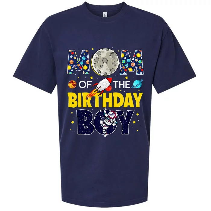 Mom Of The Birthday Boy 2nd Outer Space Outfit Sueded Cloud Jersey T-Shirt