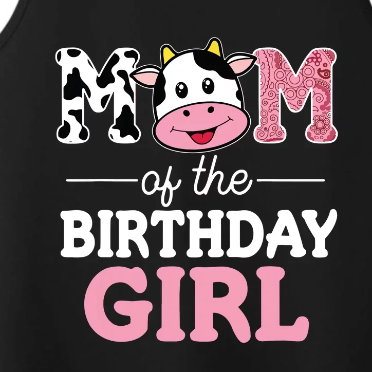 Mom Of The Birthday Farm Cow Mommy Mama 1st Performance Tank