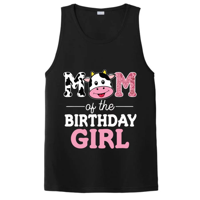 Mom Of The Birthday Farm Cow Mommy Mama 1st Performance Tank