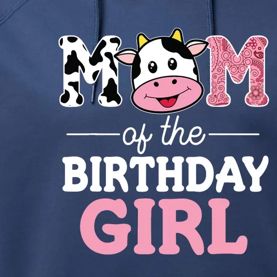 Mom Of The Birthday Farm Cow Mommy Mama 1st Performance Fleece Hoodie