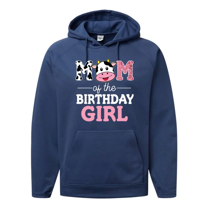 Mom Of The Birthday Farm Cow Mommy Mama 1st Performance Fleece Hoodie