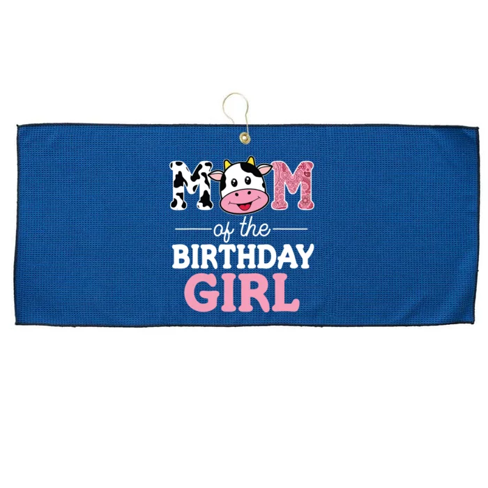 Mom Of The Birthday Farm Cow Mommy Mama 1st Large Microfiber Waffle Golf Towel