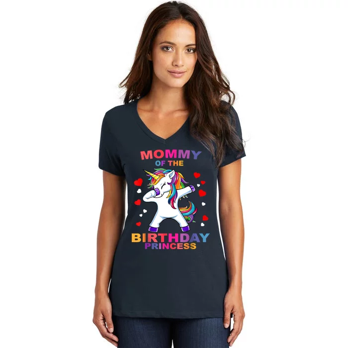 Mommy Of The Birthday Princess Unicorn Outfit Women's V-Neck T-Shirt