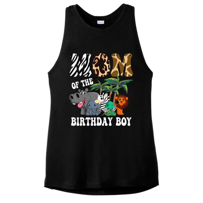 Mom Of The Birthday Boy Zoo Bday Safari Celebration Ladies Tri-Blend Wicking Tank