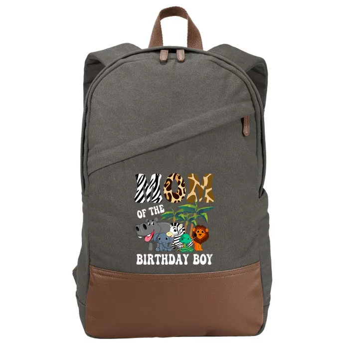 Mom Of The Birthday Boy Zoo Bday Safari Celebration Cotton Canvas Backpack