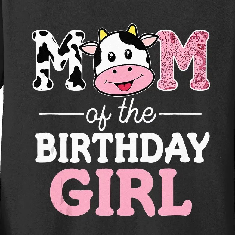 Mom Of The Birthday Girl Farm Cow Mommy Mama 1st Kids Long Sleeve Shirt