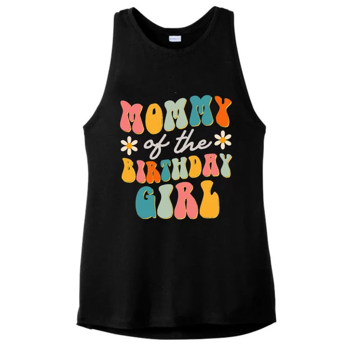 Mommy Of The Birthday Groovy Themed party Ladies Tri-Blend Wicking Tank