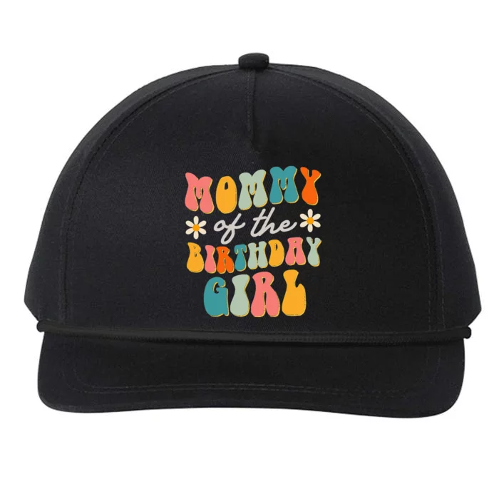 Mommy Of The Birthday Girl Groovy Themed Mother Snapback Five-Panel Rope Hat