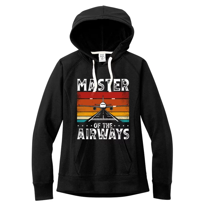 Masters Of The Airways Aviation Airline Pilot Women's Fleece Hoodie