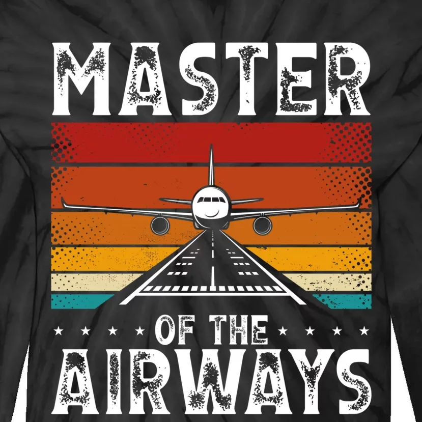 Masters Of The Airways Aviation Airline Pilot Tie-Dye Long Sleeve Shirt