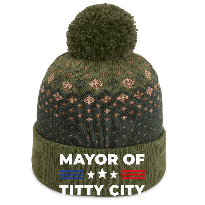 Mayor Of Titty City The Baniff Cuffed Pom Beanie