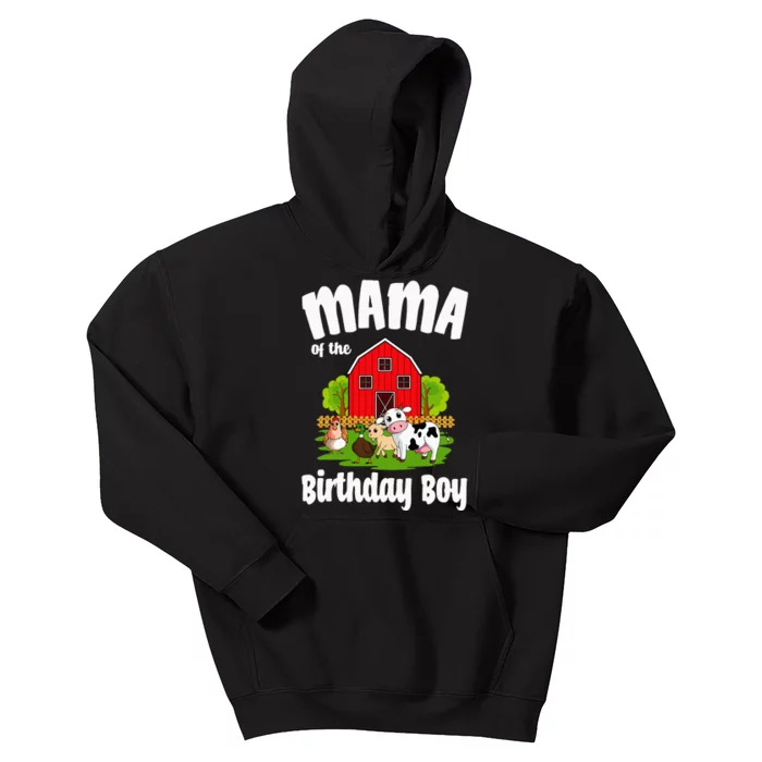 Mama Of The Birthday Boy Farm Animal Bday Party Celebration Kids Hoodie