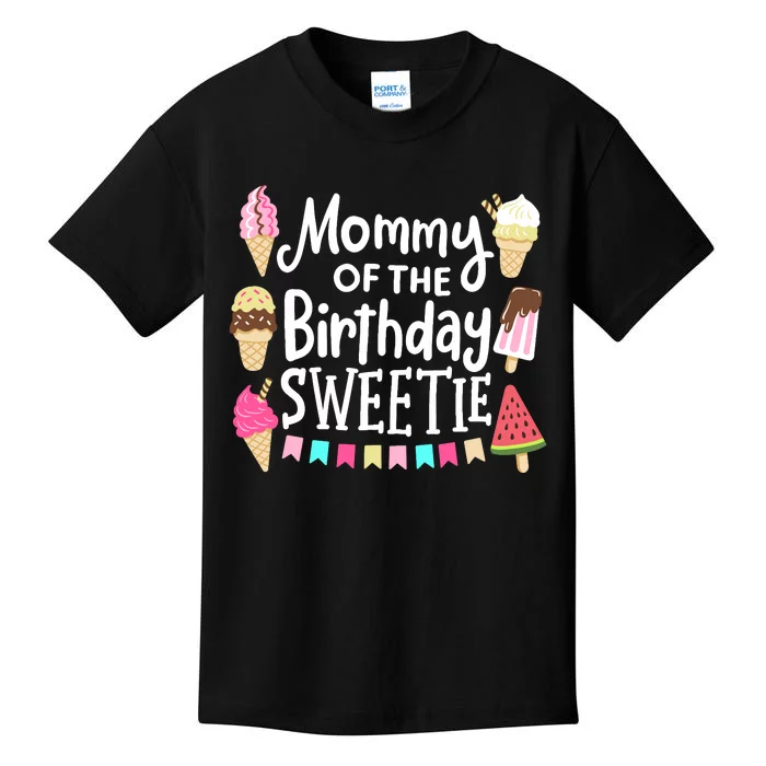 Mommy Of The Birthday Sweetie Ice Cream Matching Family Kids T-Shirt