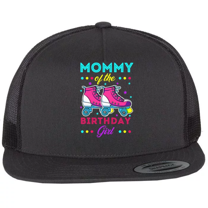 Mommy of the Birthday Roller Skates Bday Skating Theme Flat Bill Trucker Hat