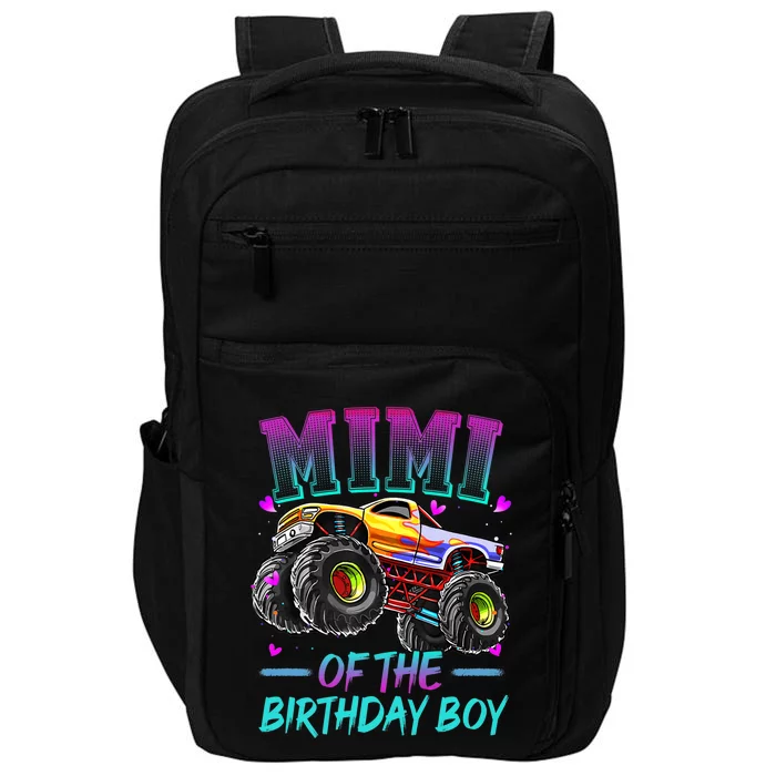 Mimi Of The Birthday Boy Monster Truck Birthday Premium Impact Tech Backpack