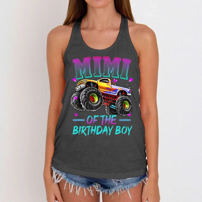 Mimi Of The Birthday Boy Monster Truck Birthday Premium Women's Knotted Racerback Tank