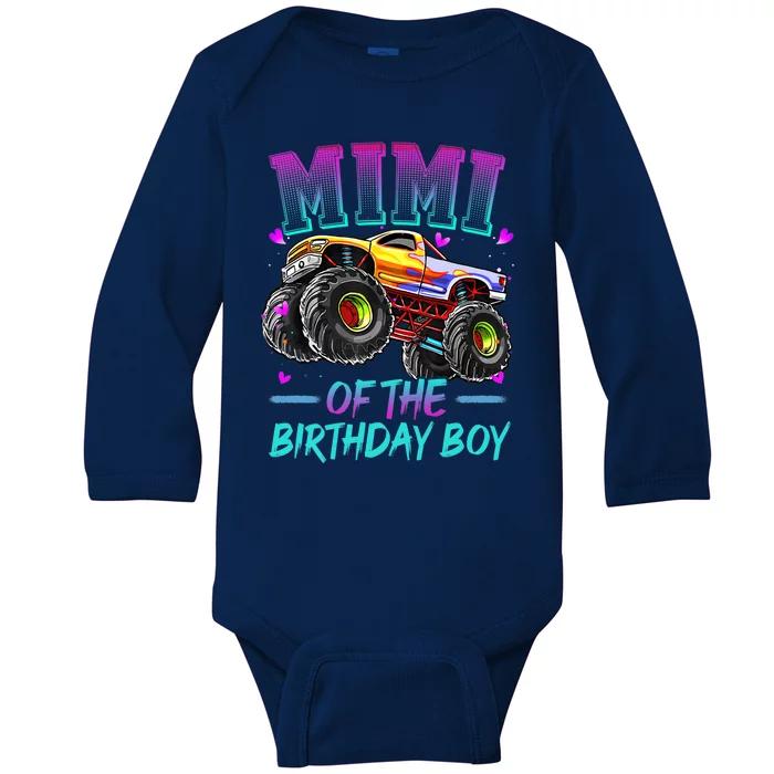 Mimi Of The Birthday Boy Monster Truck Birthday Premium Baby Long Sleeve Bodysuit