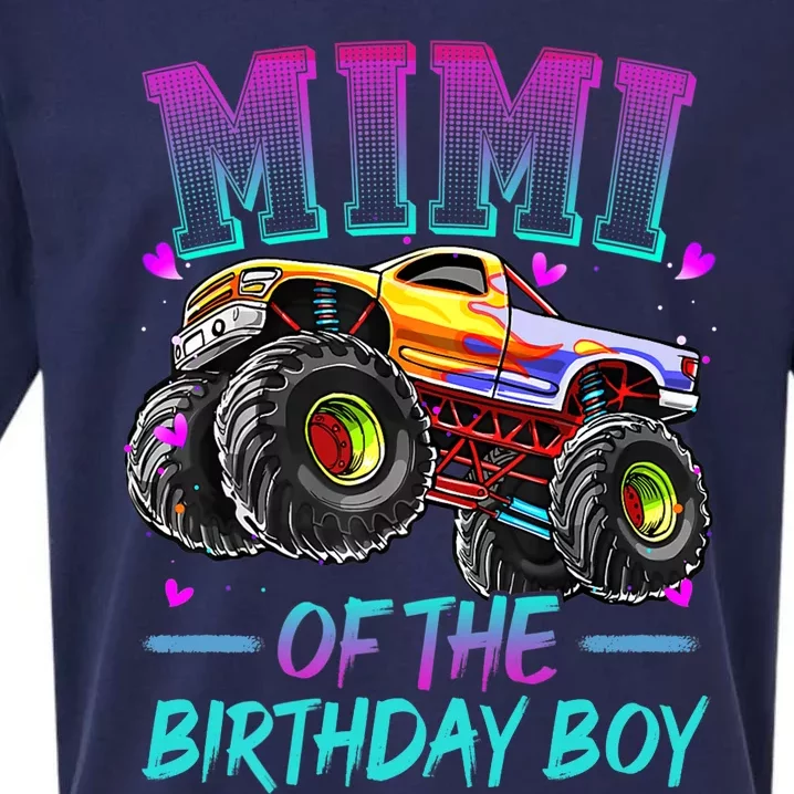 Mimi Of The Birthday Boy Monster Truck Birthday Premium Sueded Cloud Jersey T-Shirt