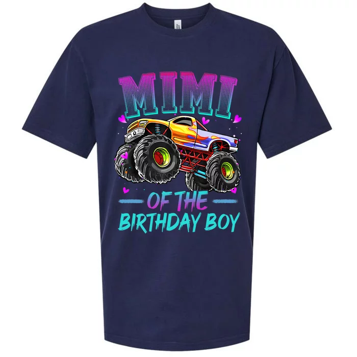 Mimi Of The Birthday Boy Monster Truck Birthday Premium Sueded Cloud Jersey T-Shirt