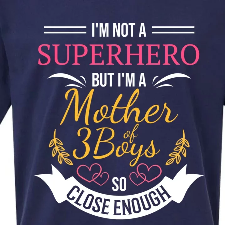 Mother Of Three Boys Cool Gift For Mom With 3 Sons Sueded Cloud Jersey T-Shirt