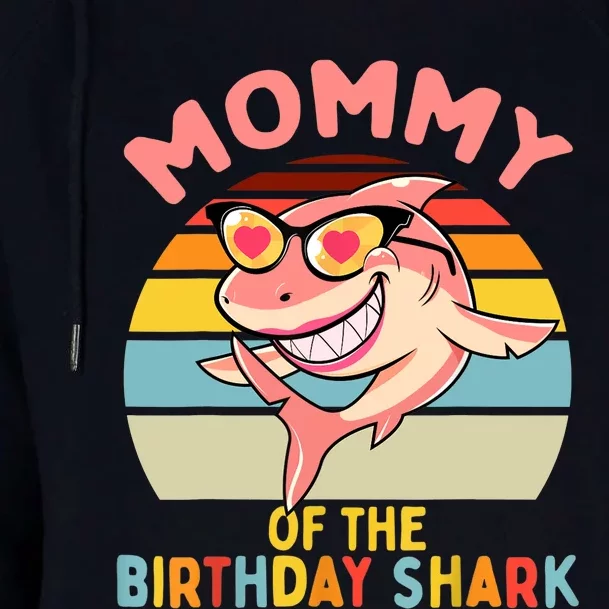 Mommy of the Shark Birthday Mom Matching Family Womens Funnel Neck Pullover Hood