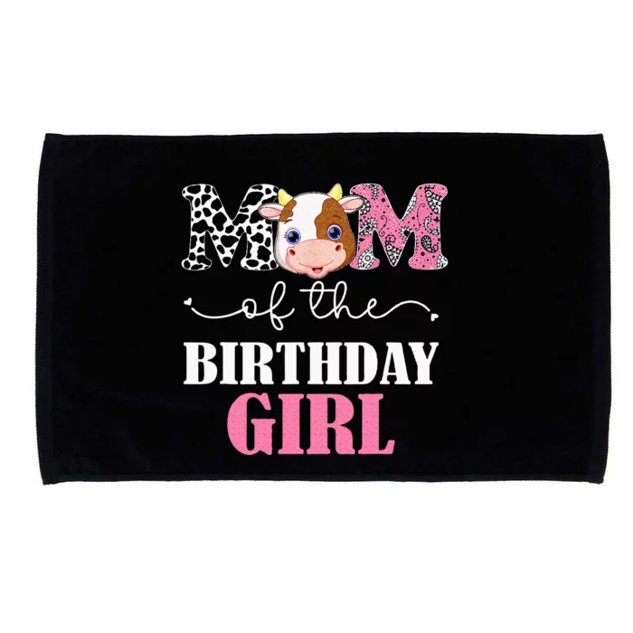 Mom Of The Birthday Girl Farm Cow Mommy Mama 1st Microfiber Hand Towel