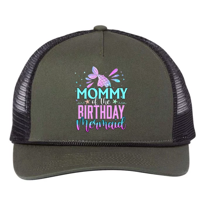 Mommy Of The Birthday Mermaid Funny Matching Family Party Retro Rope Trucker Hat Cap