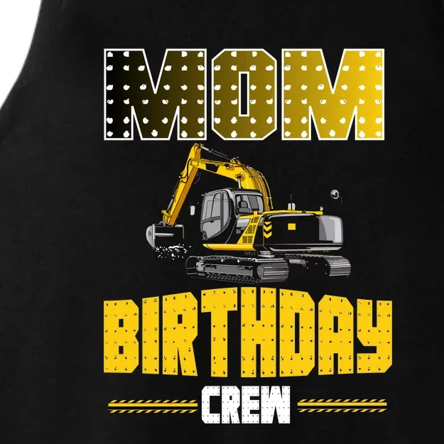 Mom Of The Birthday Crew Party Excavator Ladies Tri-Blend Wicking Tank