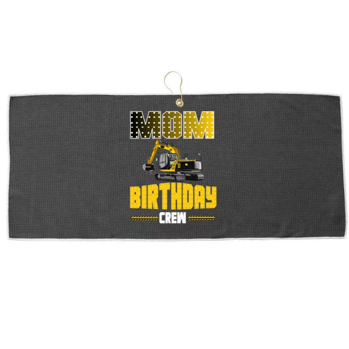 Mom Of The Birthday Crew Party Excavator Large Microfiber Waffle Golf Towel