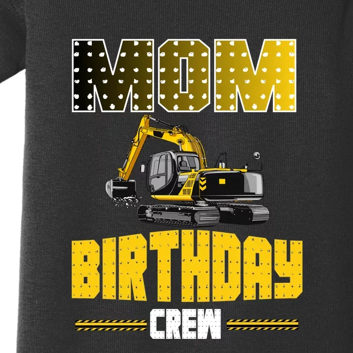 Mom Of The Birthday Crew Party Excavator Baby Bodysuit