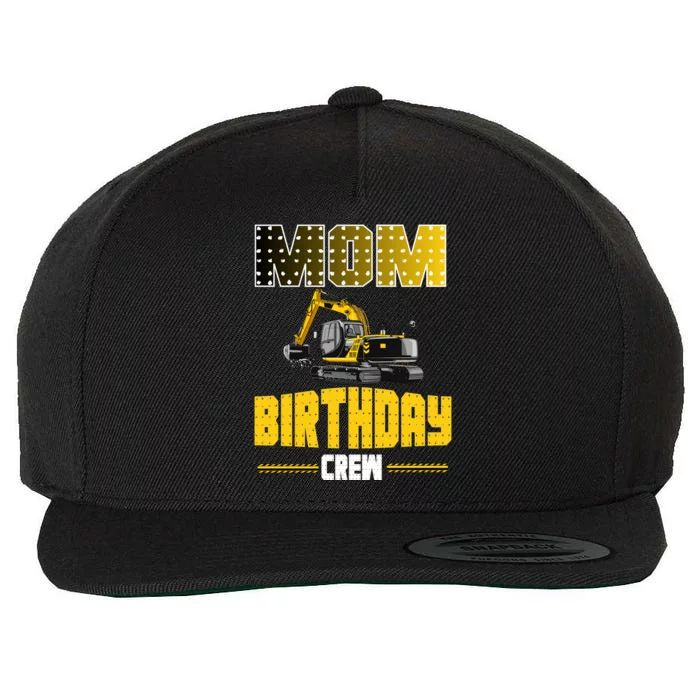 Mom Of The Birthday Crew Party Excavator Wool Snapback Cap