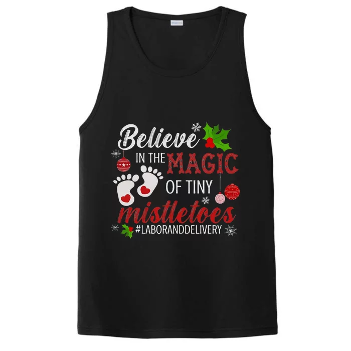 Magic of Tiny Mistletoes Labor And Delivery Christmas Performance Tank