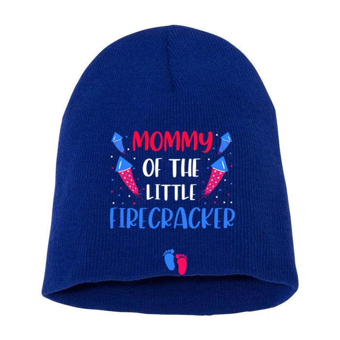 Mommy Of The Little Firecracker 4th Of July Pregnancy Gift Short Acrylic Beanie