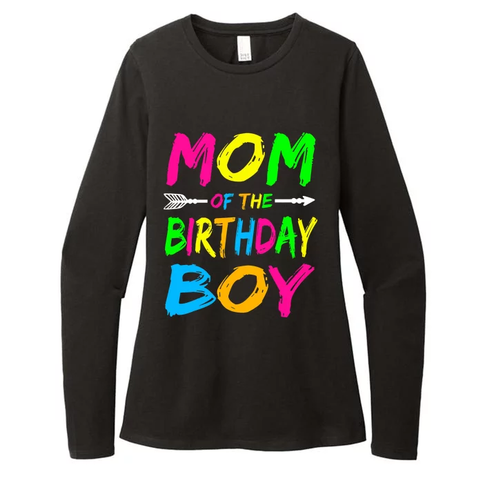 Mom of the Birthday Boy Glows Retro 80's Party Glow Womens CVC Long Sleeve Shirt