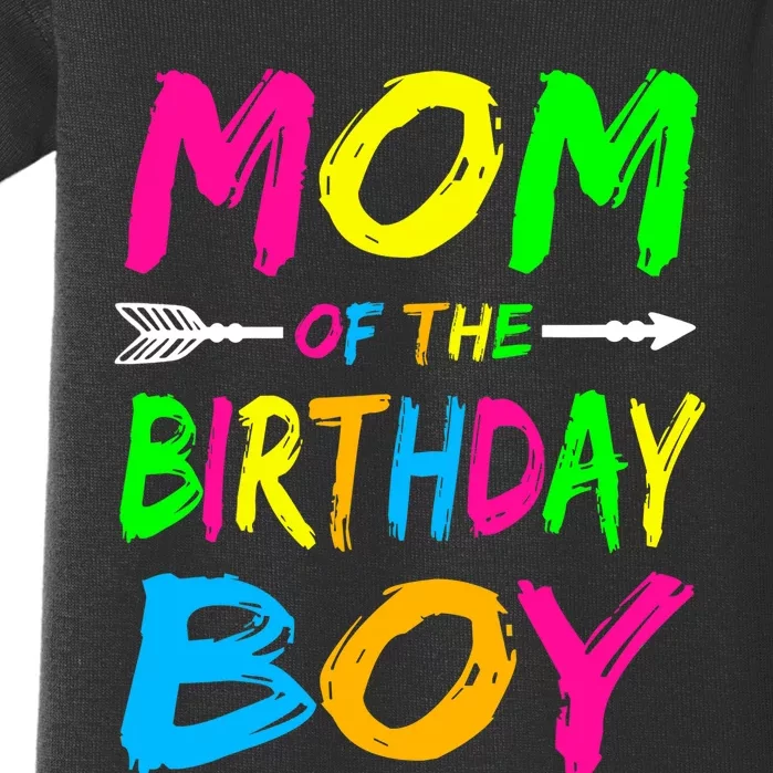 Mom of the Birthday Boy Glows Retro 80's Party Glow Baby Bodysuit